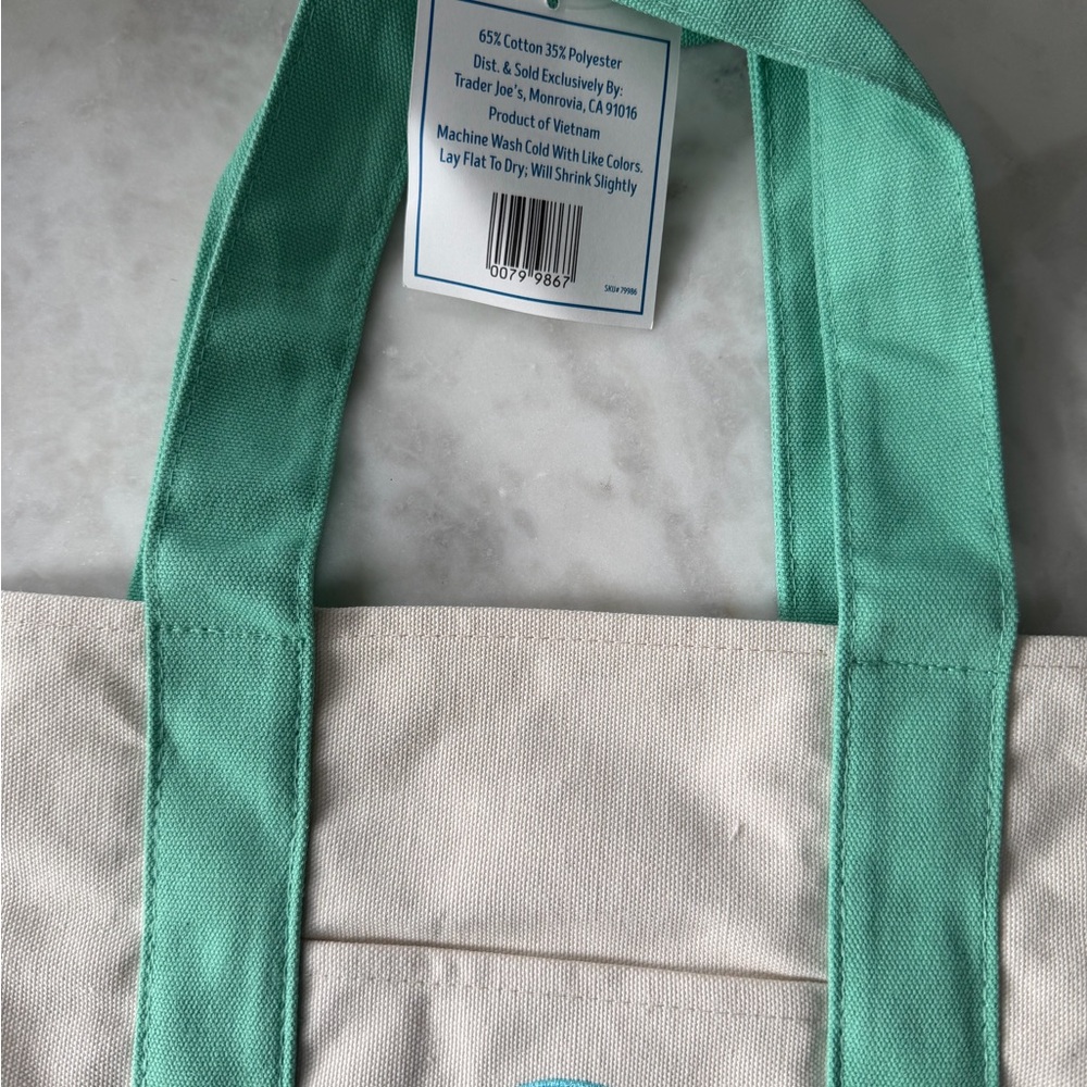 Trader Joe's Mint and Cream Mini Tote Bag - Picture 3 of 3